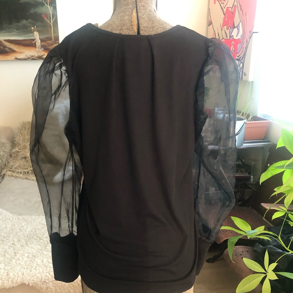 Smoke & Mirrors Women Black Long Sleeve Blouse Sheer Goth XL* - Picture 4 of 8